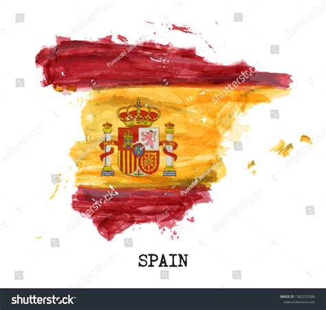 Spain Flag Watercolor Painting Design Country Stock Vector (Royalty ...