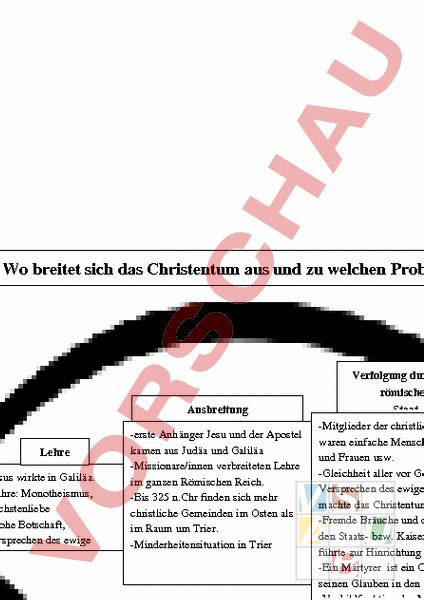 Arbeitsblatt Tafelbild zur Stunde Christen Römer Geschichte Altertum