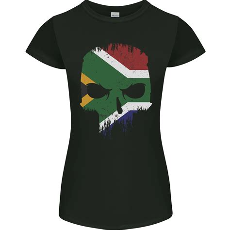 Südafrika Totenkopf Afrikanische Flagge Fitness Biker Damen Petite Cut