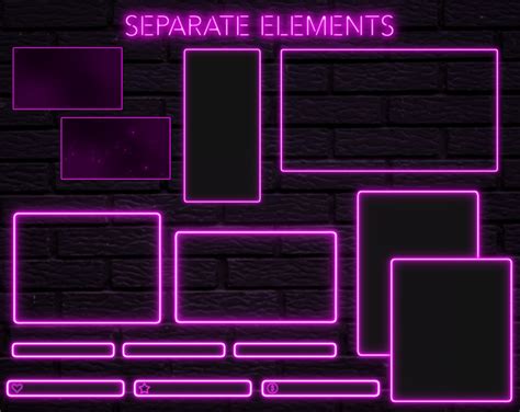 Magenta Neon Twitch Overlay Package Minimal Violet Purple Color Neon Twitch Theme Dreamy