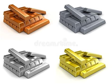 Metal Ingots Vector Illustration Ingot Metal Gold Glitter Background