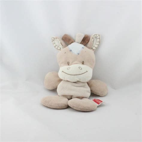 Doudou Poney Cheval Beige Bleu NATTOU