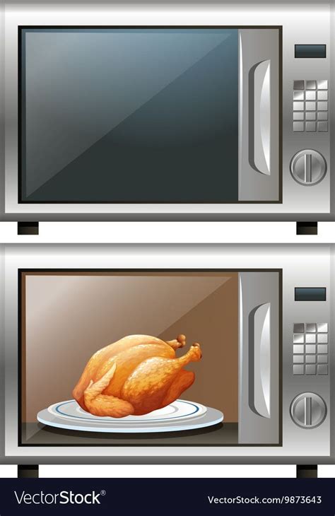 Two Microwave Ovens With A Roasted Chicken Inside