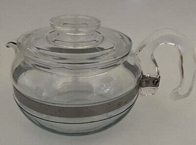 Vtg Pyrex Flameware Glass Tea Pot Coffee B And Lid Cup Euc