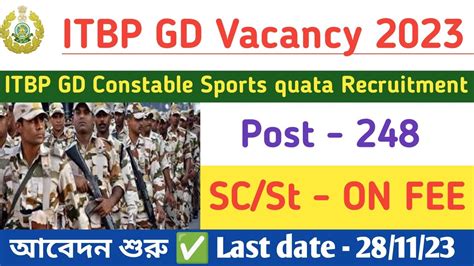 Itbp Gd Constable Vacancy Itbp Gd Sports Quata Apply