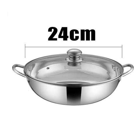 Stainless Steel Single Hot Pot Steamboat With Transparent Glass Lid Anti Scald Handle Durable