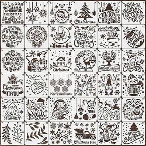 Pcs Christmas Stencils X Inch Christmas Painting Template Merry