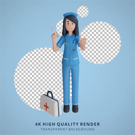 Premium Psd Nurse Holding A Vaccine D Character Illustration