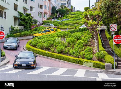 Lombard Street In San Francisco California Usa Famous For Its Steep