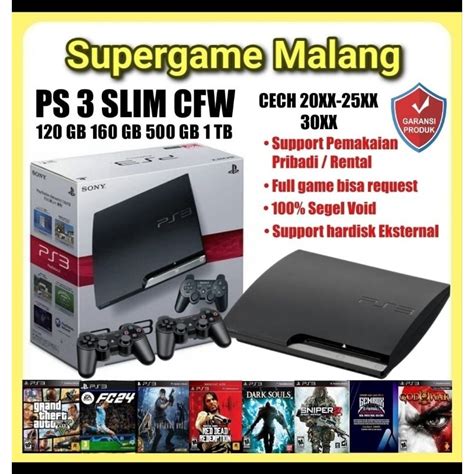 Jual PS3 Slim CFW Seri 25xx 500gb 160gb 1TB Sony Playstation Multiman