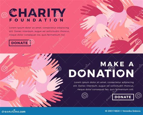 Modern Vector Website Banner Templates with Charity Objects Stock ...