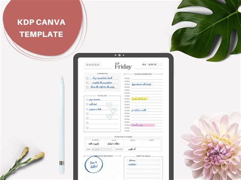 Canva Daily Planner Editable Templates For Journal Canva Kdp Planner