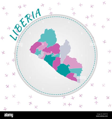 Liberia Diseño De Mapa Mapa Del País Con Regiones En Paleta De Colores