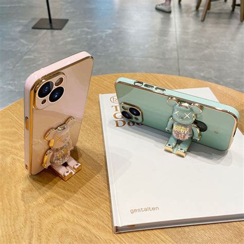 For Infinix Hot I X Fashion Bear Square Plating Case Camera Protection Soft Phone Case