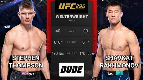 Stephen Thompson Vs Shavkat Rakhmonov Ufc Ai Prediction Full