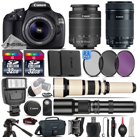 CANON - EOS Rebel DSLR 1200D Camera + 18-55mm + 55-250mm IS STM Lens
