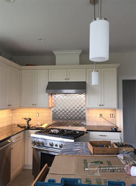 Quilted Diamond Stainless Steel Back Splash Installation