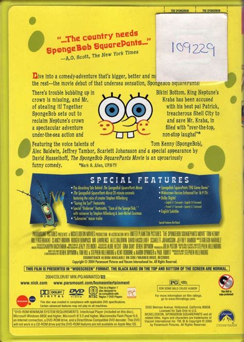 The SpongeBob SquarePants Movie (DVD) - Encyclopedia SpongeBobia - The SpongeBob SquarePants Wiki