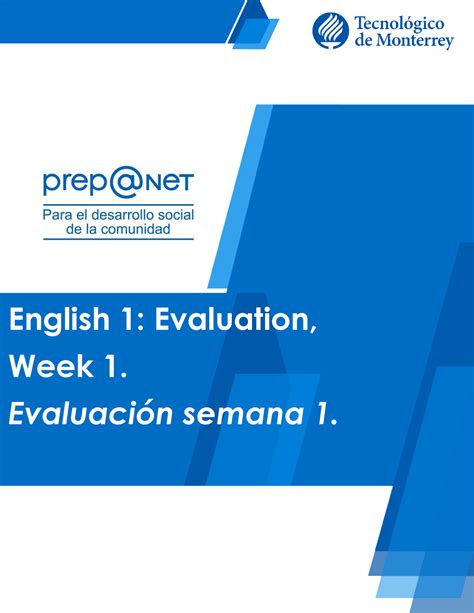 I Prepanet Actividad Evaluable Semana Ingl S I English