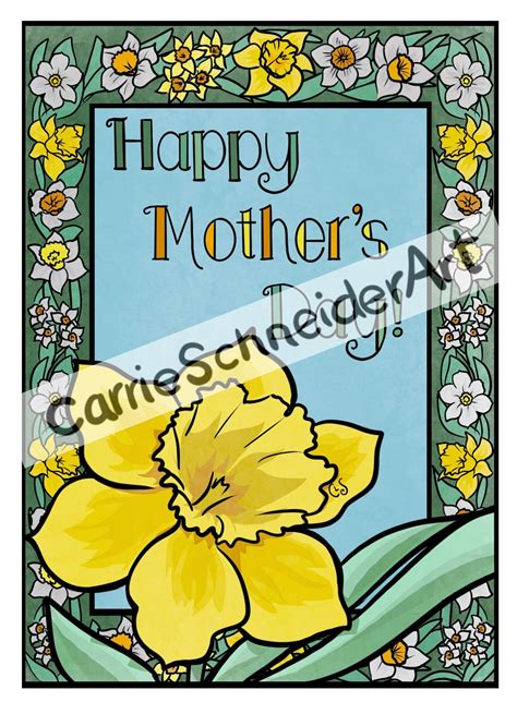 Daffodil Mothers Day Card Printable Download Tarjeta Dia De La Madre