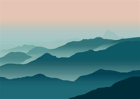 beautiful mountains landscape. Vector illustration in flat style ...