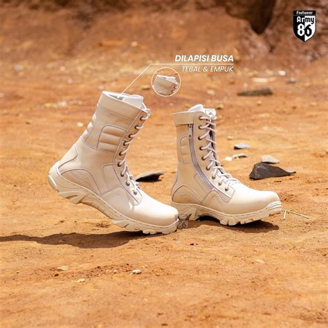 Jual Sepatu PDL Boots Delt A Gurun Safety Boots Kulit Asli Krem