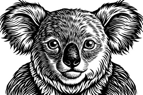 Premium Vector | A black and white drawing of a bear with a black nose ...