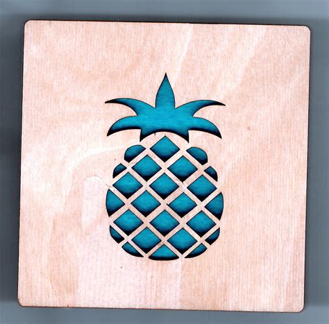 4 Pineapple Coasters Wooden Laser Cut Natural Eco Friendly Waterproof