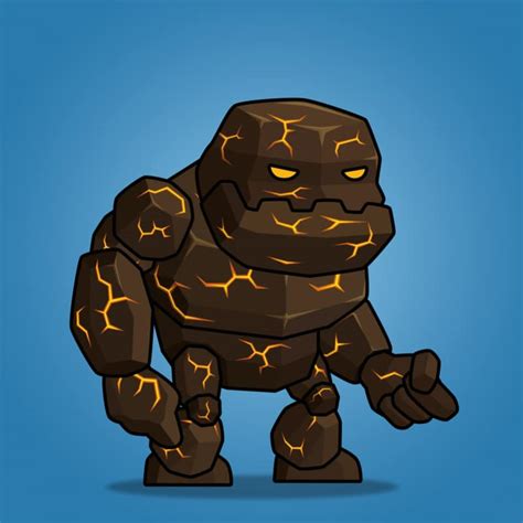 Tiny Lava Monster - 2D Character Sprite - Royalty Free Game Art