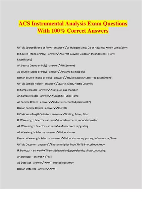 Instrumental Analysis Acs Bundled Exams With Complete Solutions