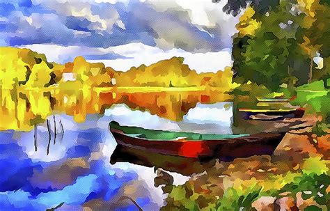 Boat Landscape Digital Art By Yury Malkov Fine Art America