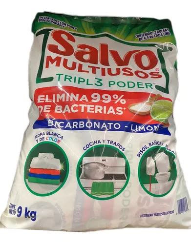 Detergente En Polvo Salvo Multiusos Limón Triple Poder 9 Kg