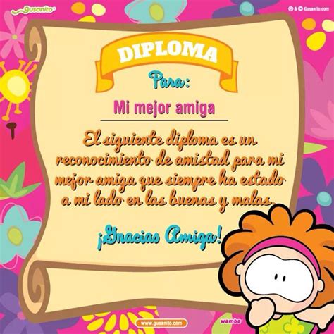 Diploma Para Mi Mejor Amiga Frases De Amistad Verdadera Mejor Amiga