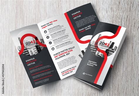 Black And Red Trifolds Brochure Layout Stock Template Adobe Stock