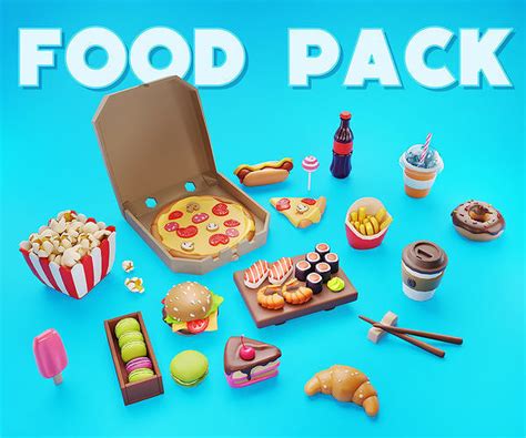 3D Model Cartoon Food Pack 3D Model VR AR Low Poly CGTrader