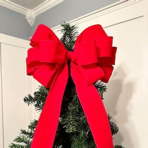 Red Velvet Christmas Bow Tree Topper Bow Christmas Holiday Decor