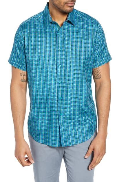 Robert Graham Capra Classic Fit Cotton Sport Shirt In Turquoise