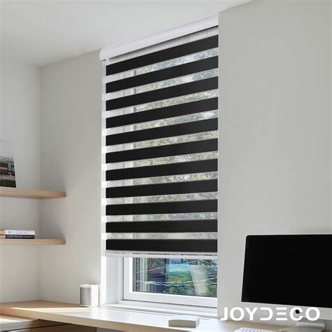 Joydeco Black Sheer Zebra Cordless Blinds For Windows Inch Wide