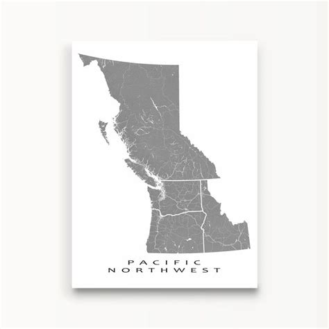 Pacific Northwest Map Print Colors In 2020 Map Print Pacific