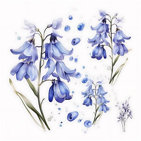 Premium Photo Watercolor Of Bluebells Woodland Blue Enchanted Forest