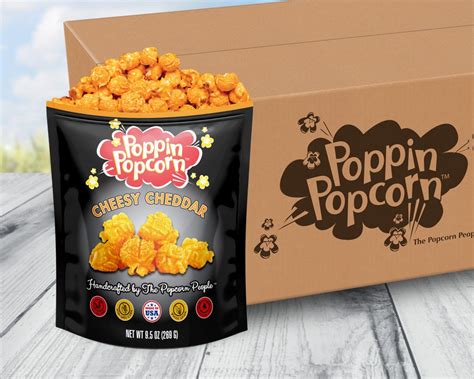 Cheesy Cheddar Snack Size 4 30 Ct Carriers Poppin Popcorn