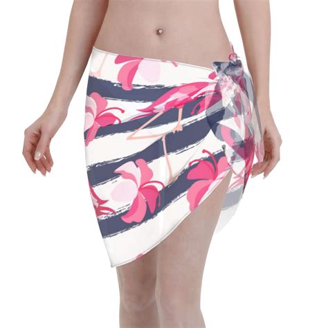 Coaee Pink Flamingos Women S Short Sarongs Beach Wrap Sheer Bikini