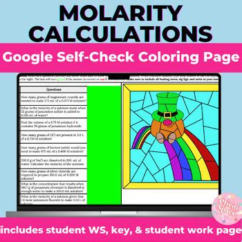 Molarity Calculations Google Self Check Coloring Page By Chemspace