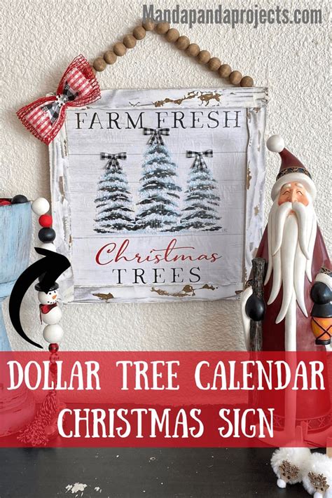 The Dollar Tree Calendar Christmas Sign Is Displayed Next To Santa