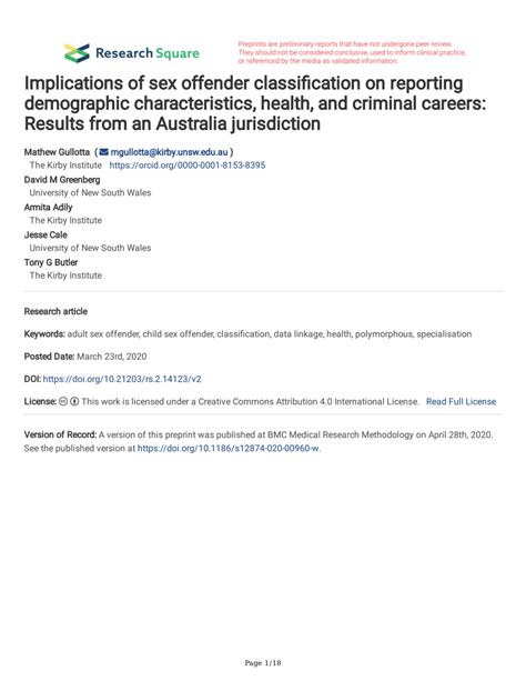 PDF Implications Of Sex Offender Classification On Reporting Demographic Characteristics