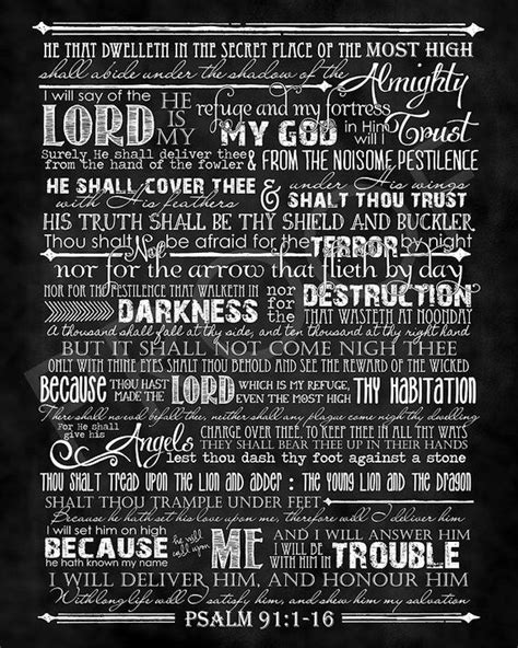 Scripture Art Psalm 911 16 Chalkboard Style Etsy Scripture Art