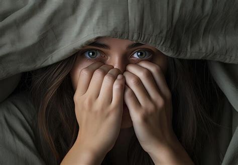 Une Fille Couvrant Ses Yeux Avec Les Mains Au Lit Dans Le Style D Une