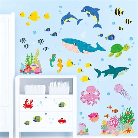 Wondever Under The Sea Seaweed Wall Stickers Ocean Grass Sea Turtles