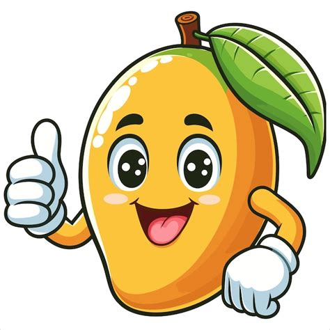 Caricatura Linda Personaje De Fruta De Mango Dando Un Pulgar Hacia