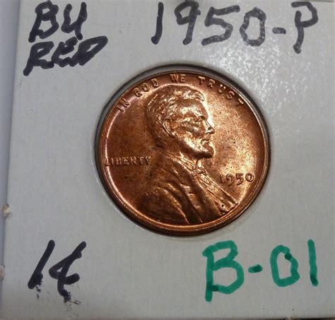 1950 P Gem BU RED Lincoln Wheat Cent B 01 For Sale Buy Now Online